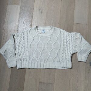 Princess Polly Cream Cable Knit Cropped Sweater